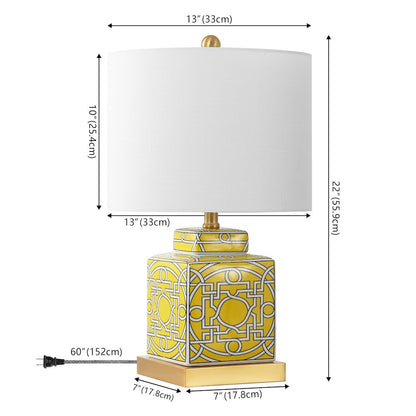 Catherine Modern Transitional Ceramic Metal Square Ginger Jar LED Table Lamp