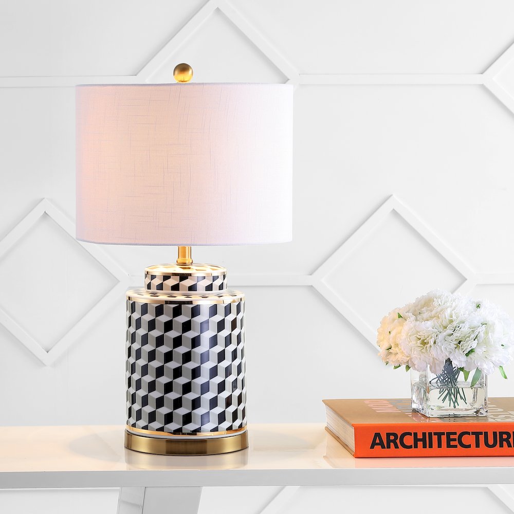 Ellie Tumbling Block Ceramicmetal Led Table Lamp