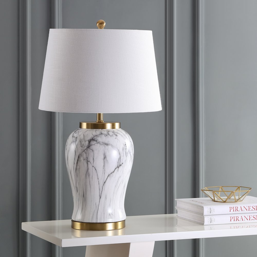 Prague Ceramic Marble Led Table Lamp