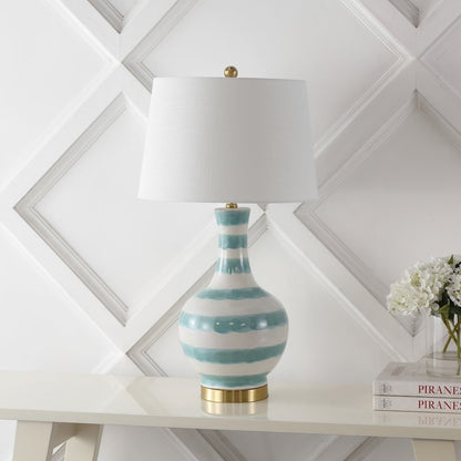 Tucker Striped Ceramicmetal Led Table Lamp