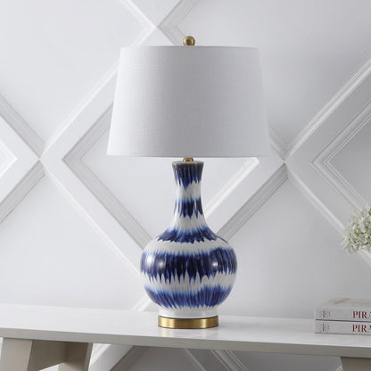 Tucker Striped Ceramicmetal Led Table Lamp