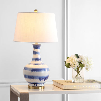 Tucker Striped Ceramicmetal Led Table Lamp