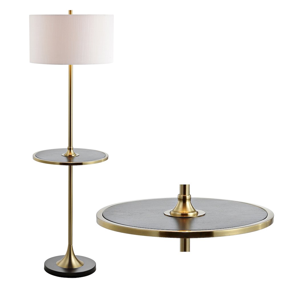 Luce Metal/Wood Led Floor Lamp With Table