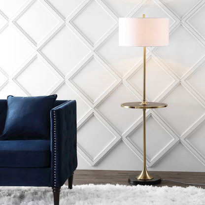 Luce Metal/Wood Led Floor Lamp With Table