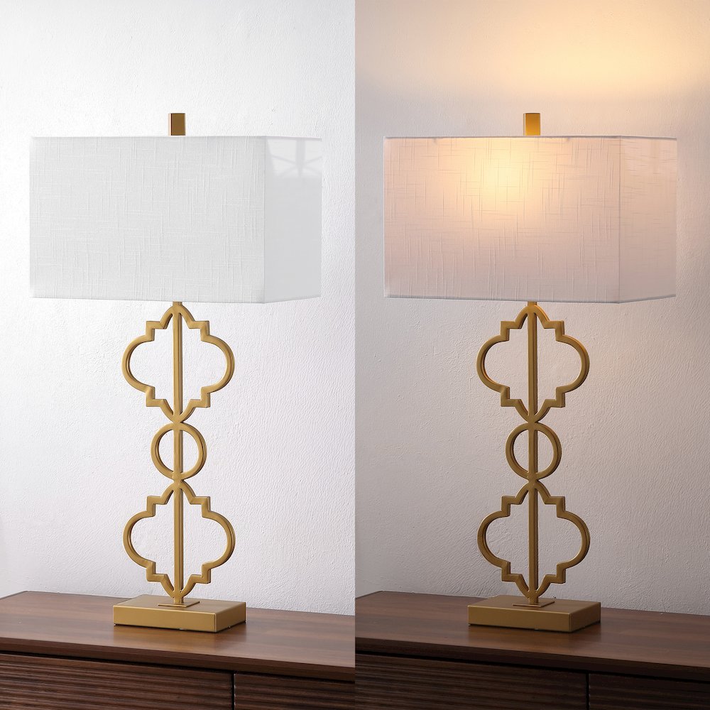 Selina Iron Ogee Trellis Modern Led Usb Table Lamp