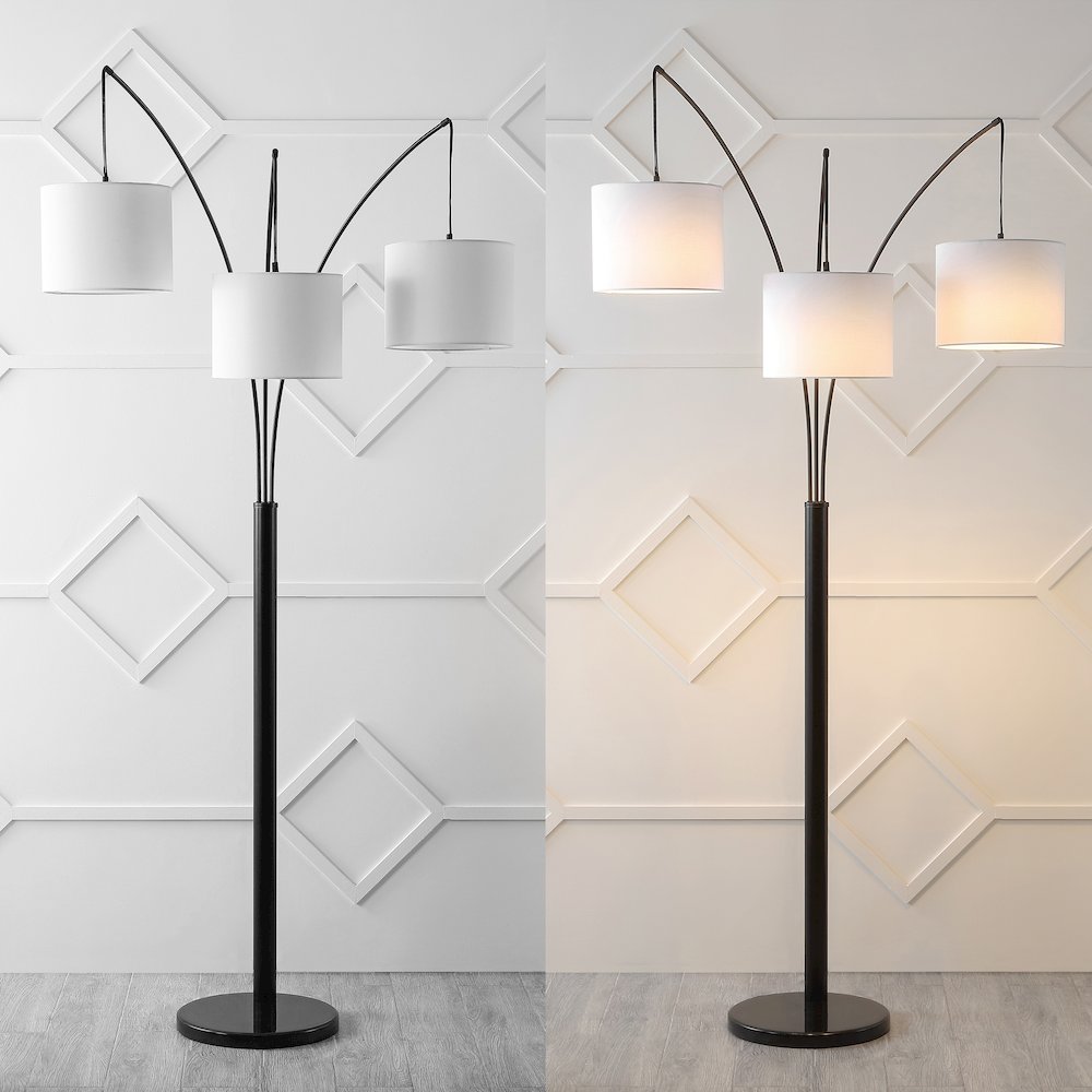 Barrie Mid Century Modern Head Adjustable Iron Led Arc Floor Lamp