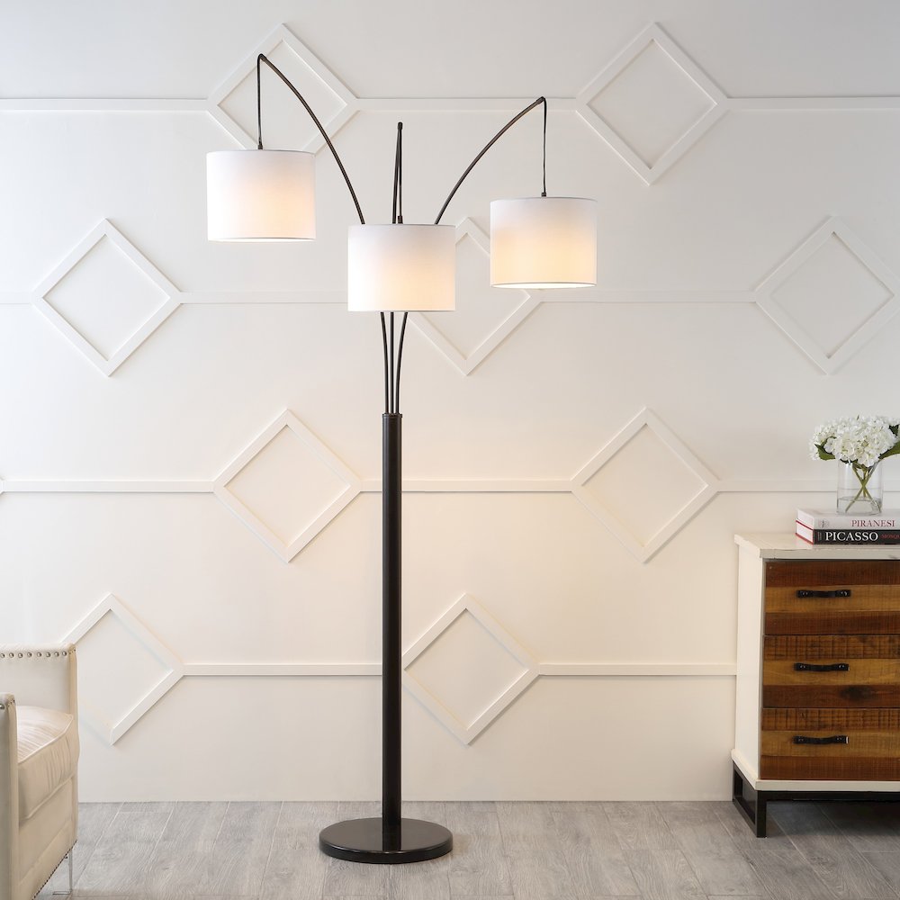 Barrie Mid Century Modern Head Adjustable Iron Led Arc Floor Lamp