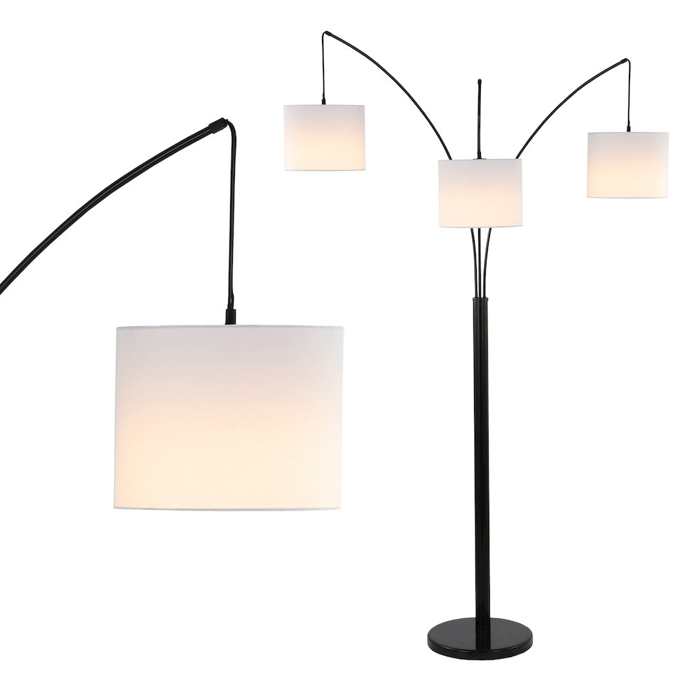 Barrie Mid Century Modern Head Adjustable Iron Led Arc Floor Lamp