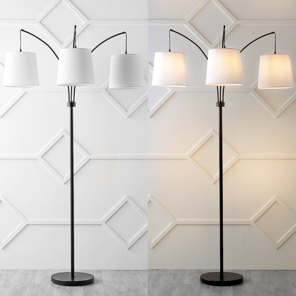 Sylva Mid Century Modern Head Adjustable Iron Led Arc Floor Lamp
