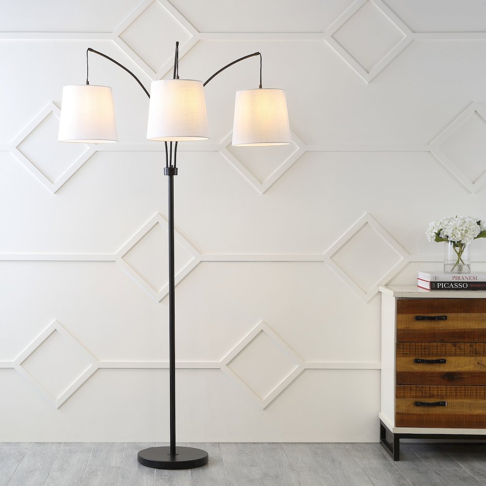 Sylva Mid Century Modern Head Adjustable Iron Led Arc Floor Lamp