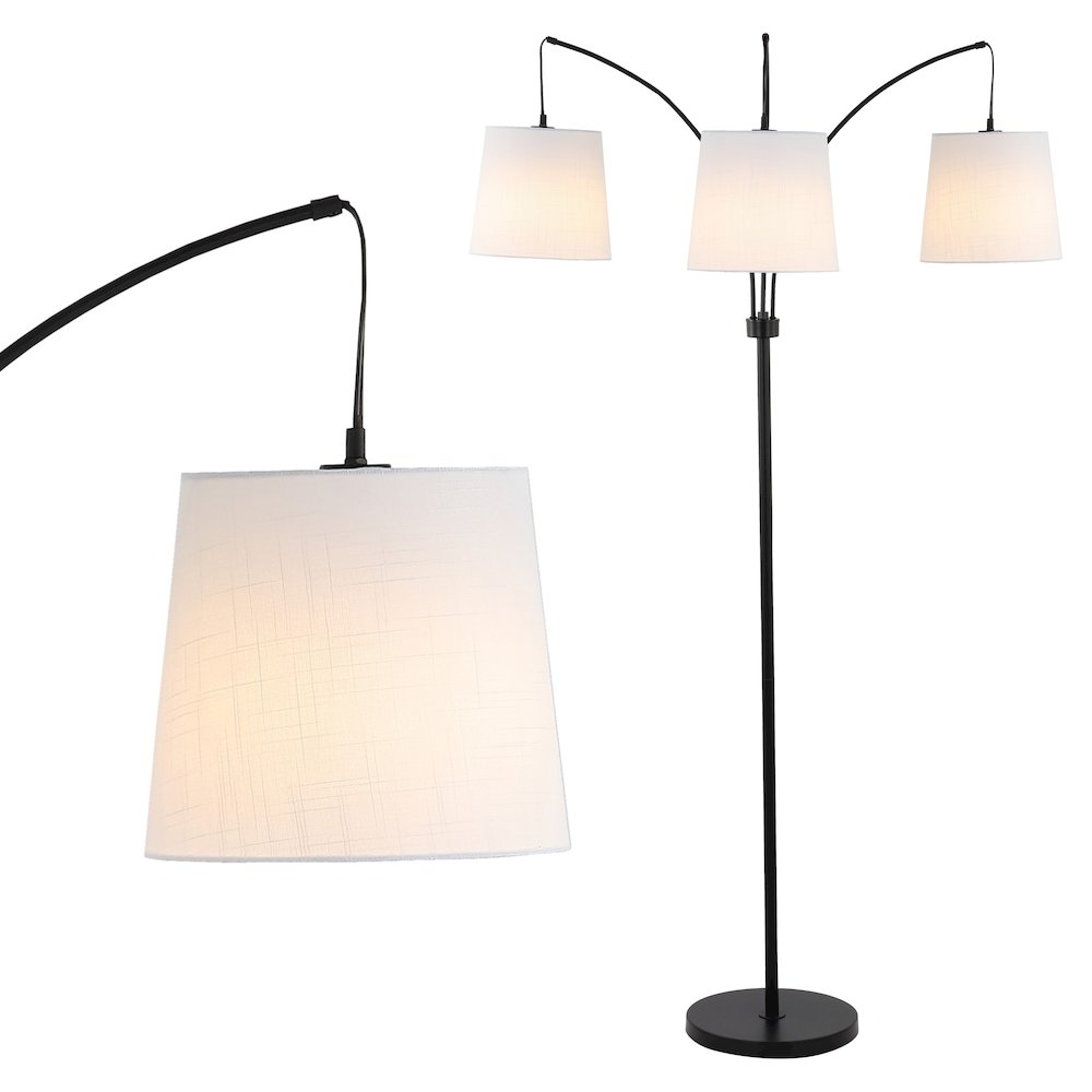 Sylva Mid Century Modern Head Adjustable Iron Led Arc Floor Lamp