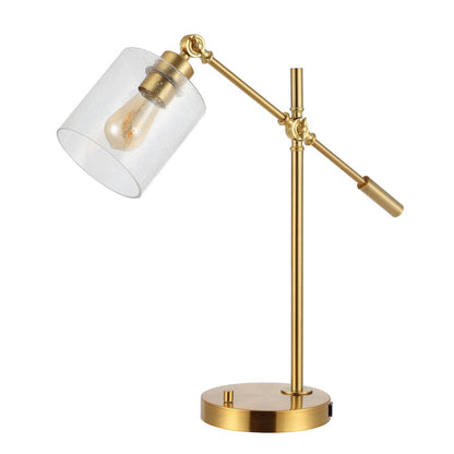 Iron/Seeded Glass Adjustable Head Modern Usb Charging Led Task Lamp