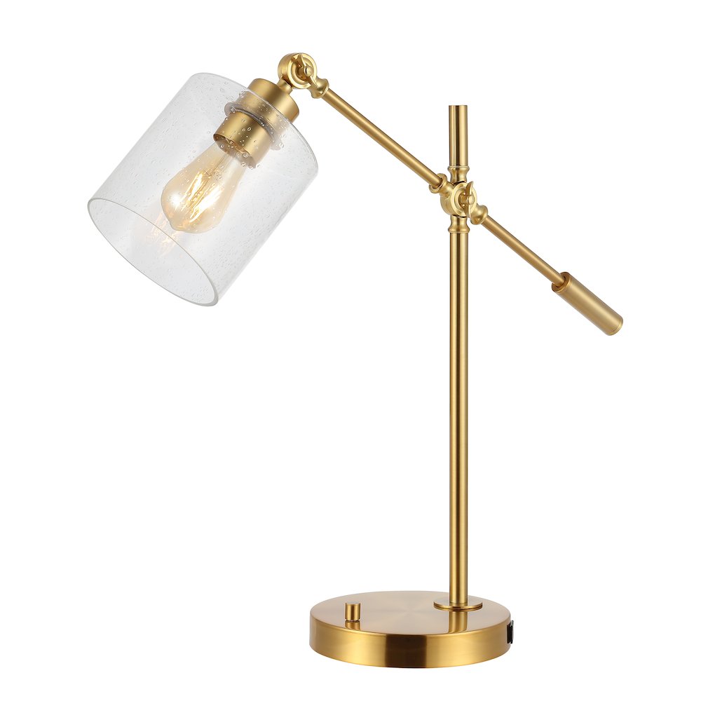 Iron/Seeded Glass Adjustable Head Modern Usb Charging Led Task Lamp