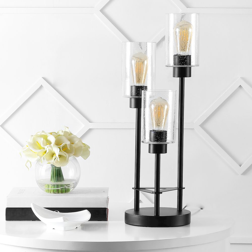 Axel Modern Iron/Seeded Glass Modern Industrial Led Table Lamp