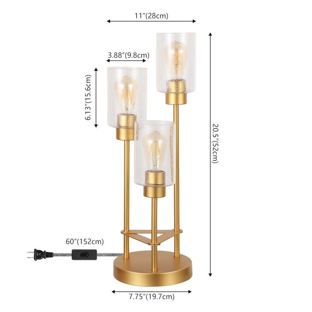 Axel 3-Light Metal/Seeded Glass Cluster LED Table Lamp