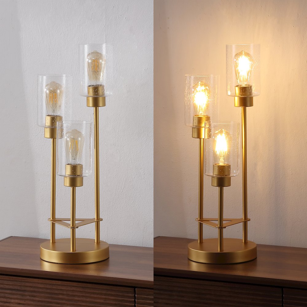 Axel 3-Light Metal/Seeded Glass Cluster LED Table Lamp