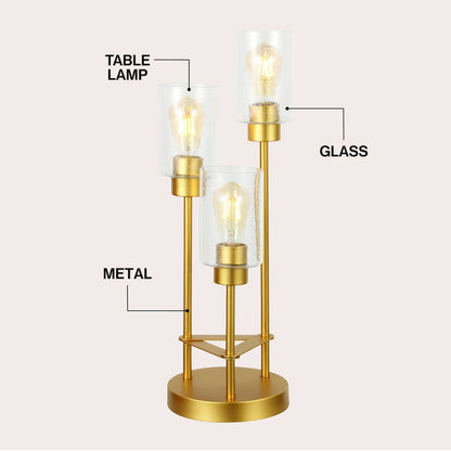 Axel 3-Light Metal/Seeded Glass Cluster LED Table Lamp