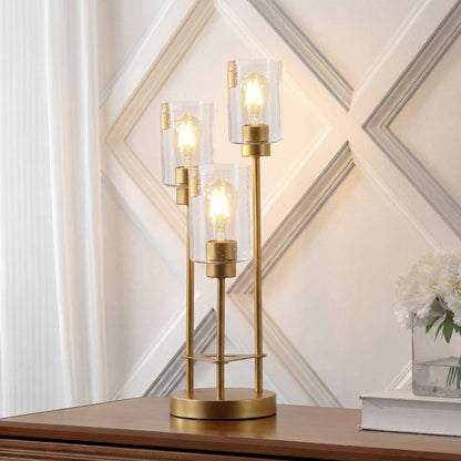 Axel 3-Light Metal/Seeded Glass Cluster LED Table Lamp