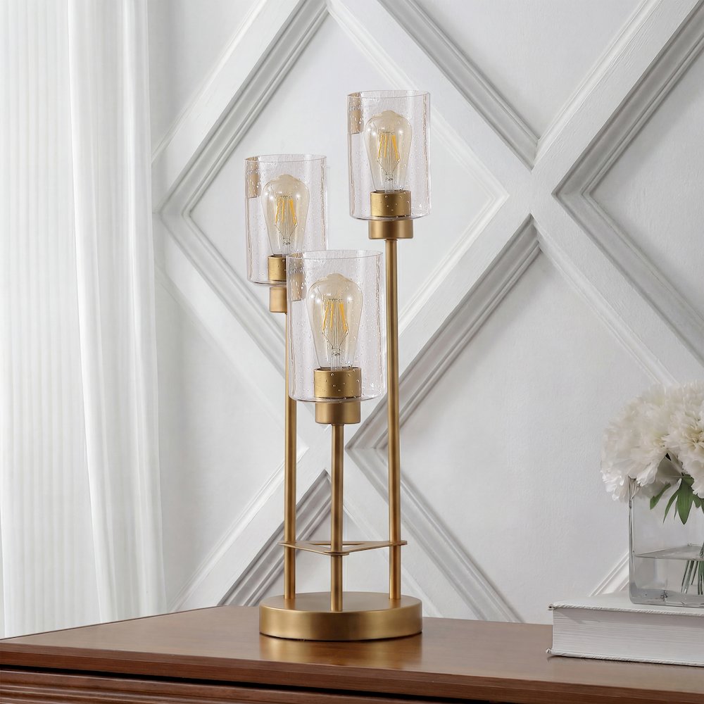 Axel 3-Light Metal/Seeded Glass Cluster LED Table Lamp