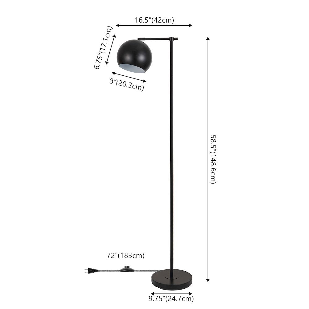 Eva 58.5" LED Floor Lamp with Metal Globe Shade