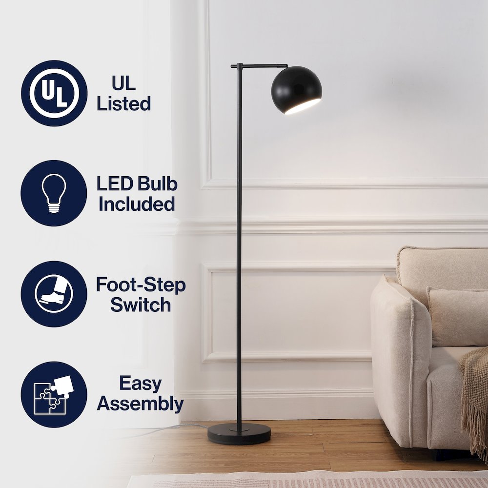 Eva 58.5" LED Floor Lamp with Metal Globe Shade