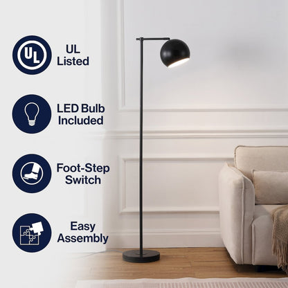 Eva 58.5" LED Floor Lamp with Metal Globe Shade