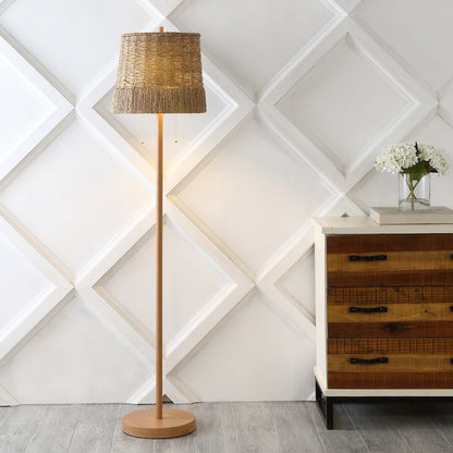Ocata Coastal Bohemian Ironrattan Led Floor Lamp With Pull Chain