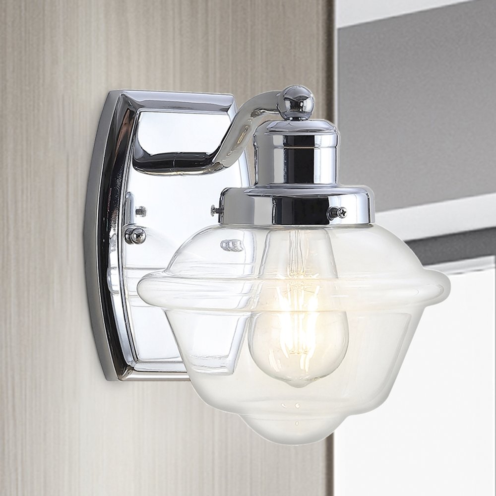Orleans Iron/Glass Schoolhouse Led Vanity Light