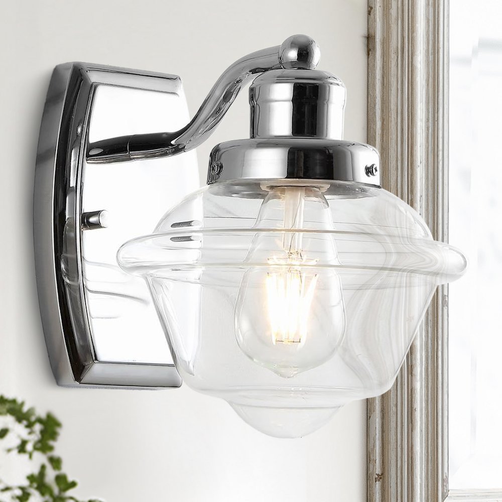 Orleans Iron/Glass Schoolhouse Led Vanity Light