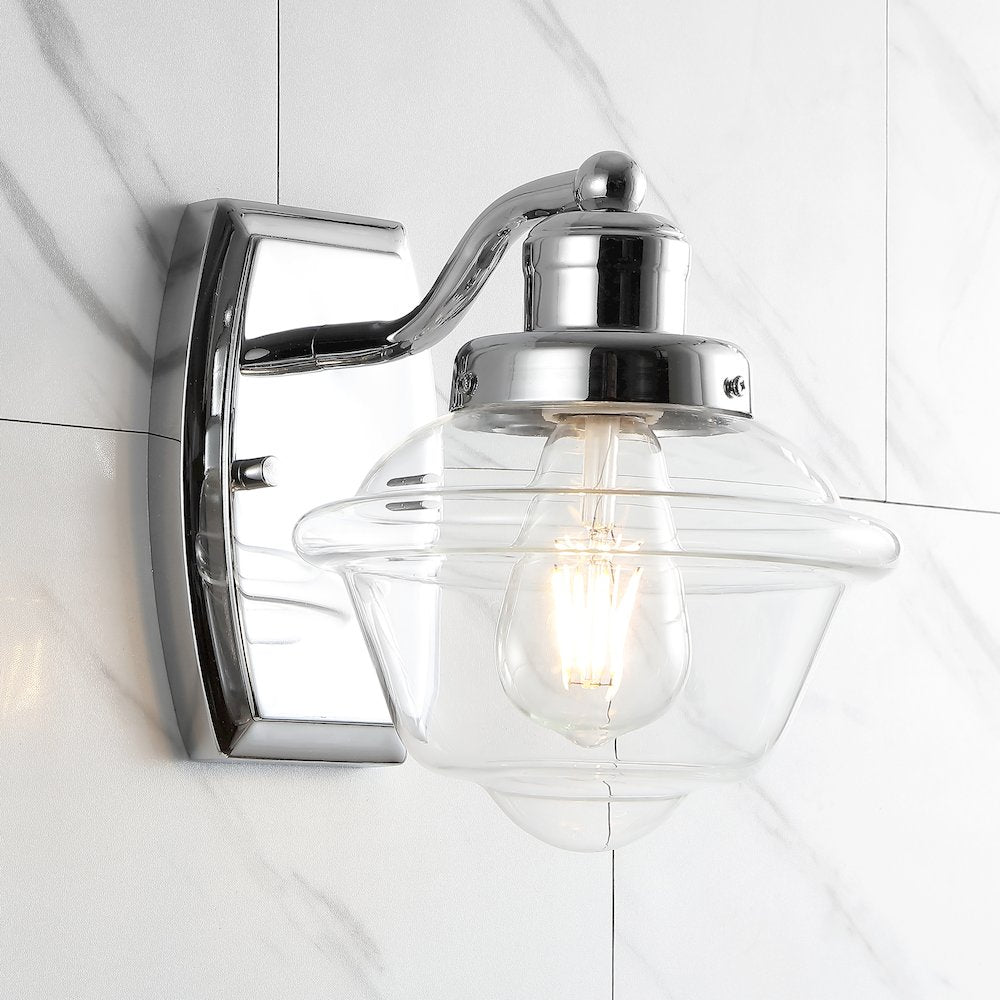 Orleans Iron/Glass Schoolhouse Led Vanity Light