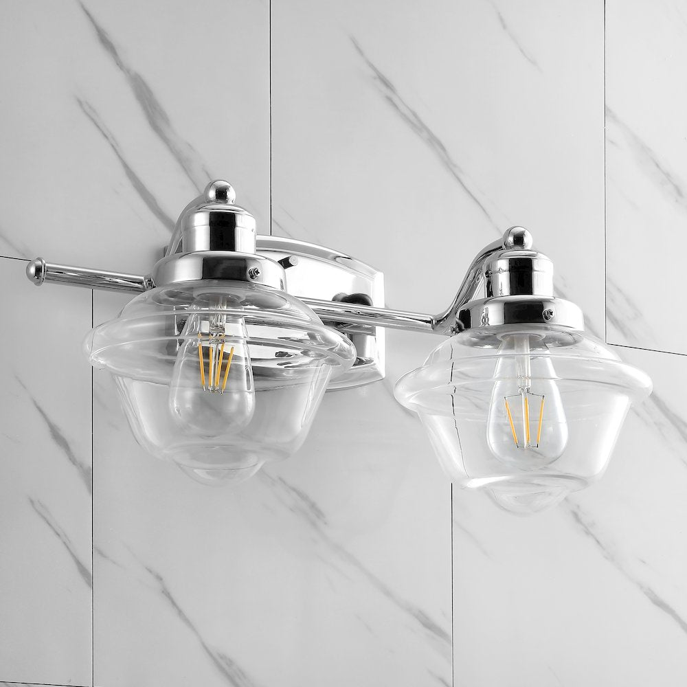 Orleans Iron/Glass Schoolhouse Led Vanity Light