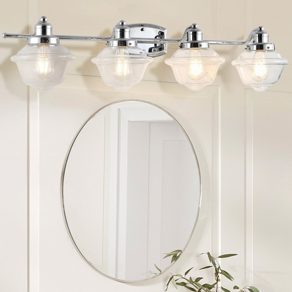 Orleans Iron/Glass Schoolhouse Led Vanity Light