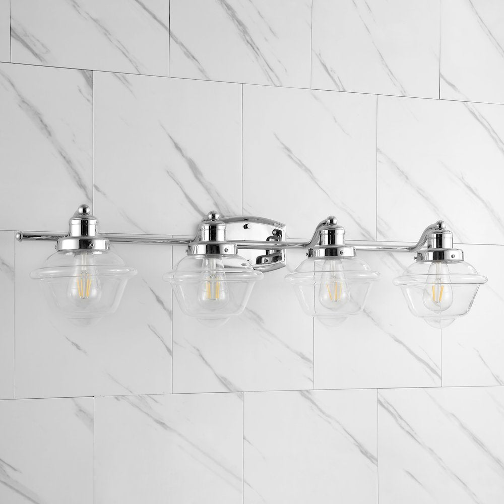 Orleans Iron/Glass Schoolhouse Led Vanity Light