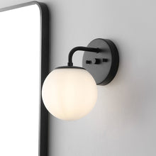 5.75" 1-Light Metal/Frosted Glass Contemporary LED Vanity Light, Black