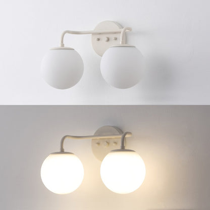 15" 2-Light Metal/Frosted Glass Contemporary LED Vanity Light, Almond