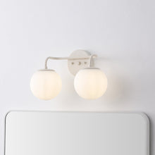 15" 2-Light Metal/Frosted Glass Contemporary LED Vanity Light, Almond