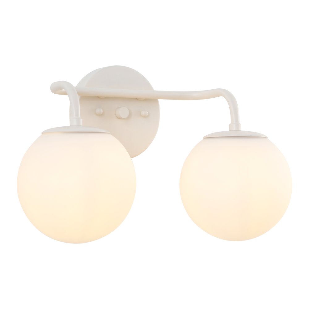 15" 2-Light Metal/Frosted Glass Contemporary LED Vanity Light, Almond
