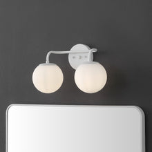 15" 2-Light Metal/Frosted Glass Contemporary LED Vanity Light, White
