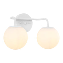 15" 2-Light Metal/Frosted Glass Contemporary LED Vanity Light, White