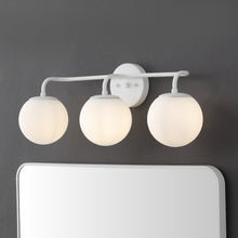 25" 3-Light Metal/Frosted Glass Contemporary LED Vanity Light, White