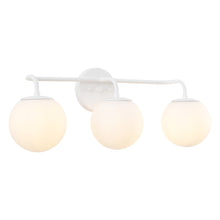 25" 3-Light Metal/Frosted Glass Contemporary LED Vanity Light, White