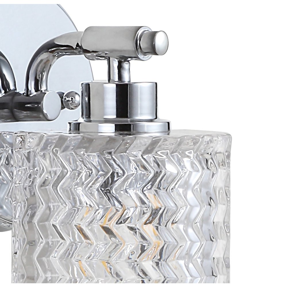 Spaulding Vintage Iron Chevron Pattern Glass Farmhouse Cottage Led Vanity Light