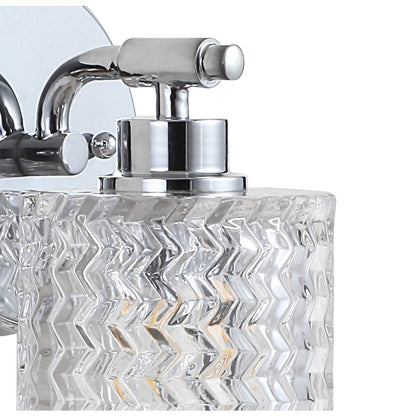 Spaulding Vintage Iron Chevron Pattern Glass Farmhouse Cottage Led Vanity Light