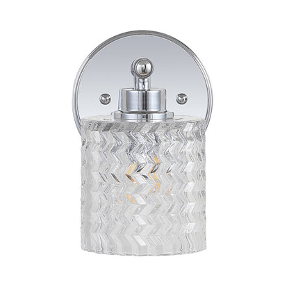 Spaulding Vintage Iron Chevron Pattern Glass Farmhouse Cottage Led Vanity Light
