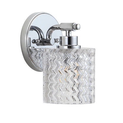 Spaulding Vintage Iron Chevron Pattern Glass Farmhouse Cottage Led Vanity Light