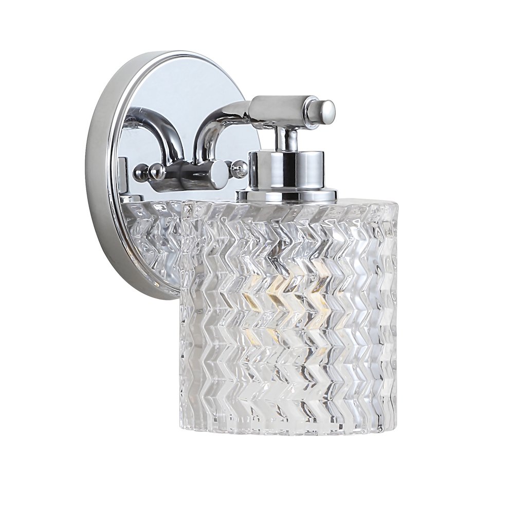 Spaulding Vintage Iron Chevron Pattern Glass Farmhouse Cottage Led Vanity Light