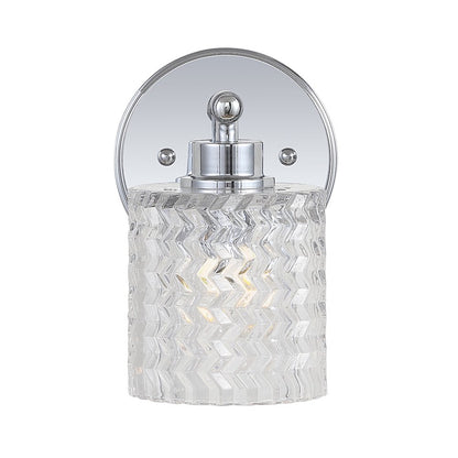 Spaulding Vintage Iron Chevron Pattern Glass Farmhouse Cottage Led Vanity Light