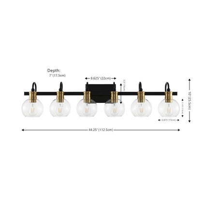 Marais 6-Light Iron/Glass Rustic Vintage Led Vanity Light