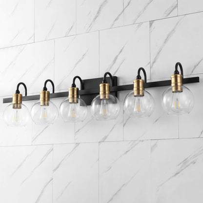 Marais 6-Light Iron/Glass Rustic Vintage Led Vanity Light