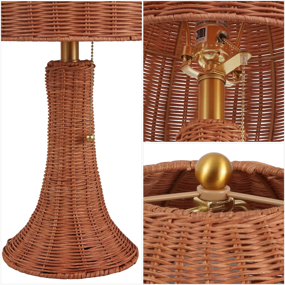 Joanie Woven Rattan LED Table Lamp with Pull Chain